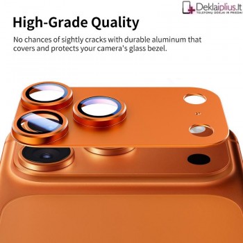 Telefono galinės kameros grūdintas stiklas - pilnai dengiantis - oranžinis (Apple Iphone 17 Pro)
